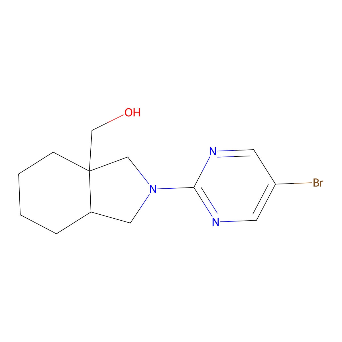 [2-(5-bromopyrimidin-2-yl)-octahydro-1H-isoindol-3a-yl]methanol molecular structure, CAS 2742024-26-4