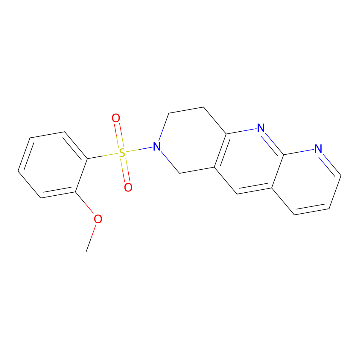 7-(2-methoxybenzenesulfonyl)-6H,7H,8H,9H-pyrido[2,3-b]1,6-naphthyridine molecular structure, CAS 2742024-34-4