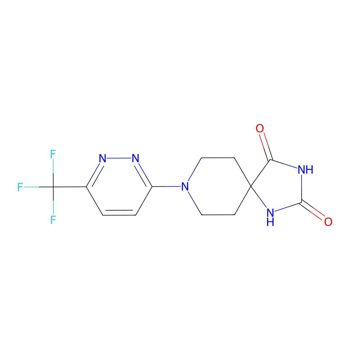 8-[6-(Trifluoromethyl)pyridazin-3-yl]-1,3,8-triazaspiro[4.5]decane-2,4-dione molecular structure, CAS 2742024-39-9
