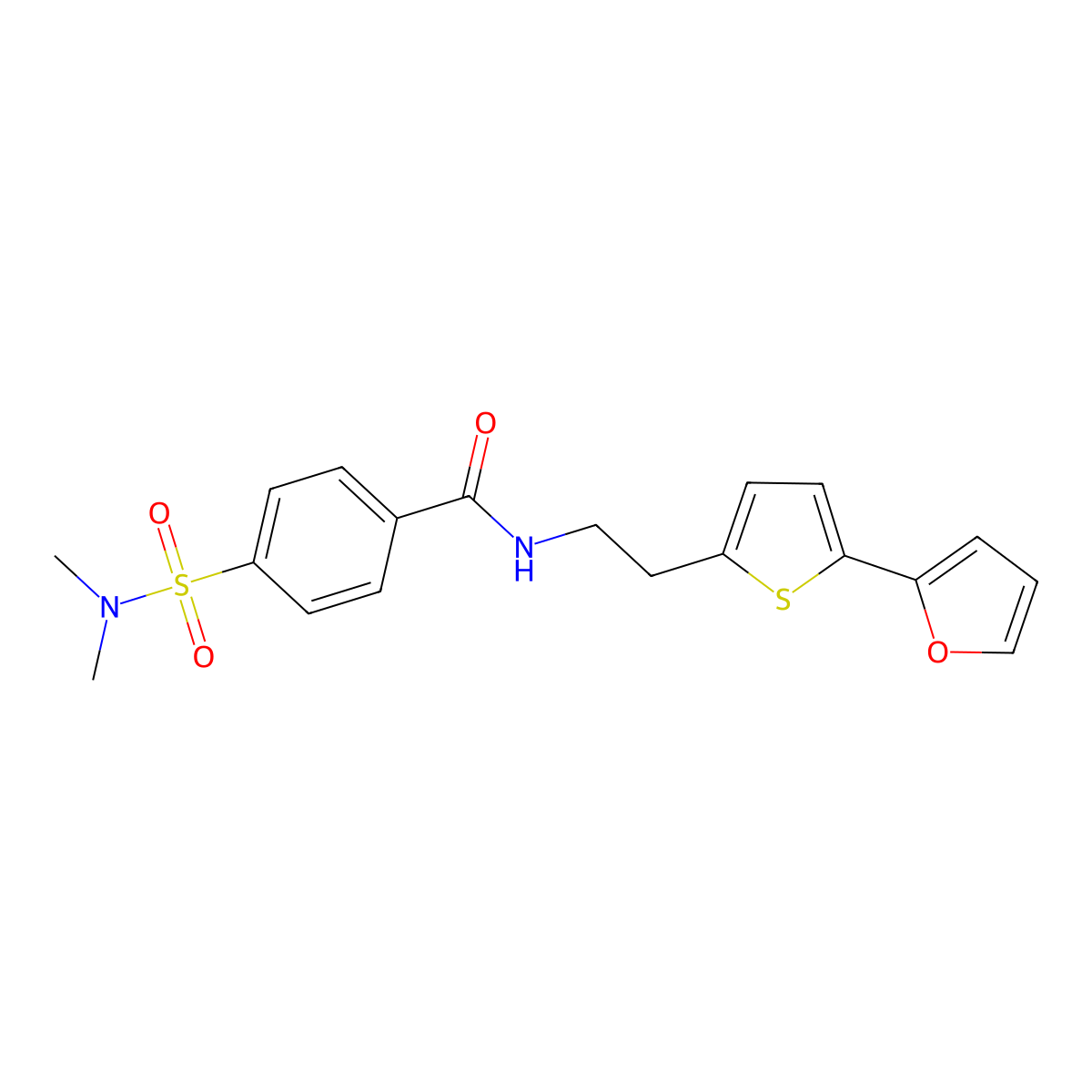 4-(dimethylsulfamoyl)-N-{2-[5-(furan-2-yl)thiophen-2-yl]ethyl}benzamide molecular structure, CAS 2742024-40-2