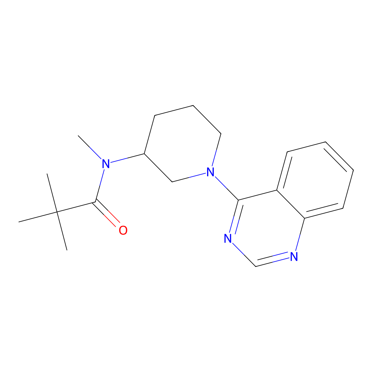 N,2,2-trimethyl-N-[1-(quinazolin-4-yl)piperidin-3-yl]propanamide molecular structure, CAS 2742024-43-5