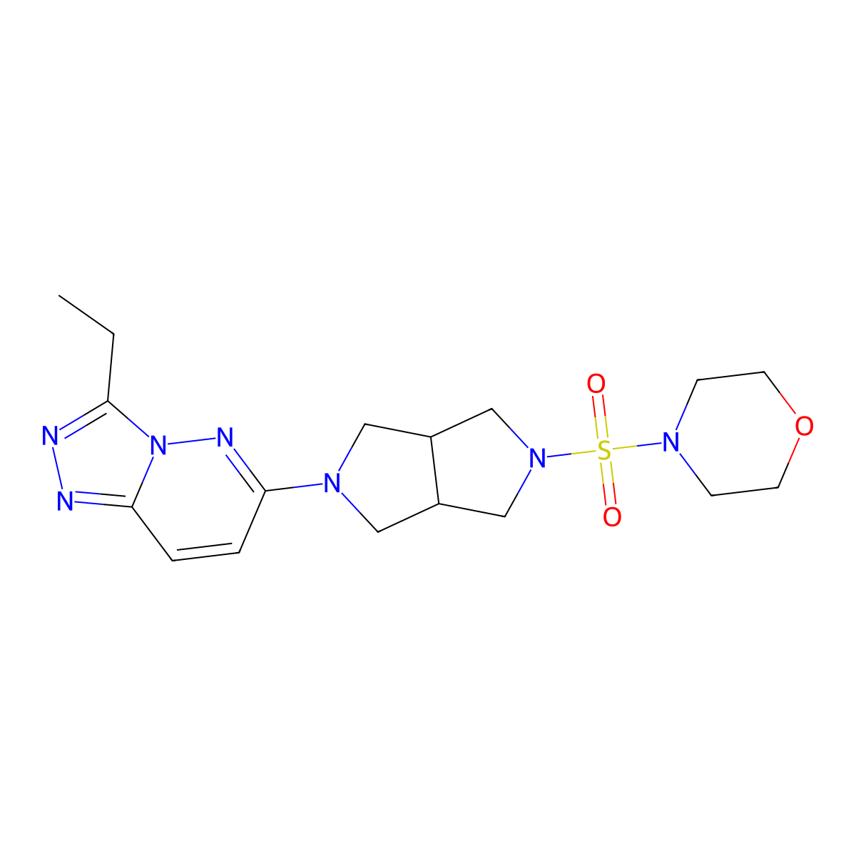4-[(5-{3-Ethyl-[1,2,4]triazolo[4,3-b]pyridazin-6-yl}-octahydropyrrolo[3,4-c]pyrrol-2-yl)sulfonyl]morpholine molecular structure, CAS 2742024-56-0