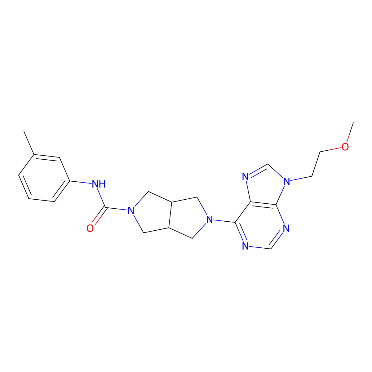 5-[9-(2-methoxyethyl)-9H-purin-6-yl]-N-(3-methylphenyl)-octahydropyrrolo[3,4-c]pyrrole-2-carboxamide molecular structure, CAS 2742024-58-2