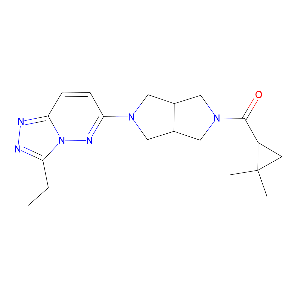 2-(2,2-Dimethylcyclopropanecarbonyl)-5-{3-ethyl-[1,2,4]triazolo[4,3-b]pyridazin-6-yl}-octahydropyrrolo[3,4-c]pyrrole molecular structure, CAS 2742024-60-6