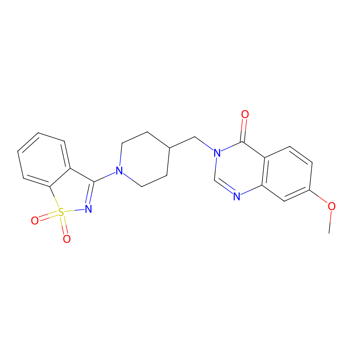 3-[[1-(1,1-Dioxo-1,2-benzothiazol-3-yl)piperidin-4-yl]methyl]-7-methoxyquinazolin-4-one molecular structure, CAS 2742024-63-9