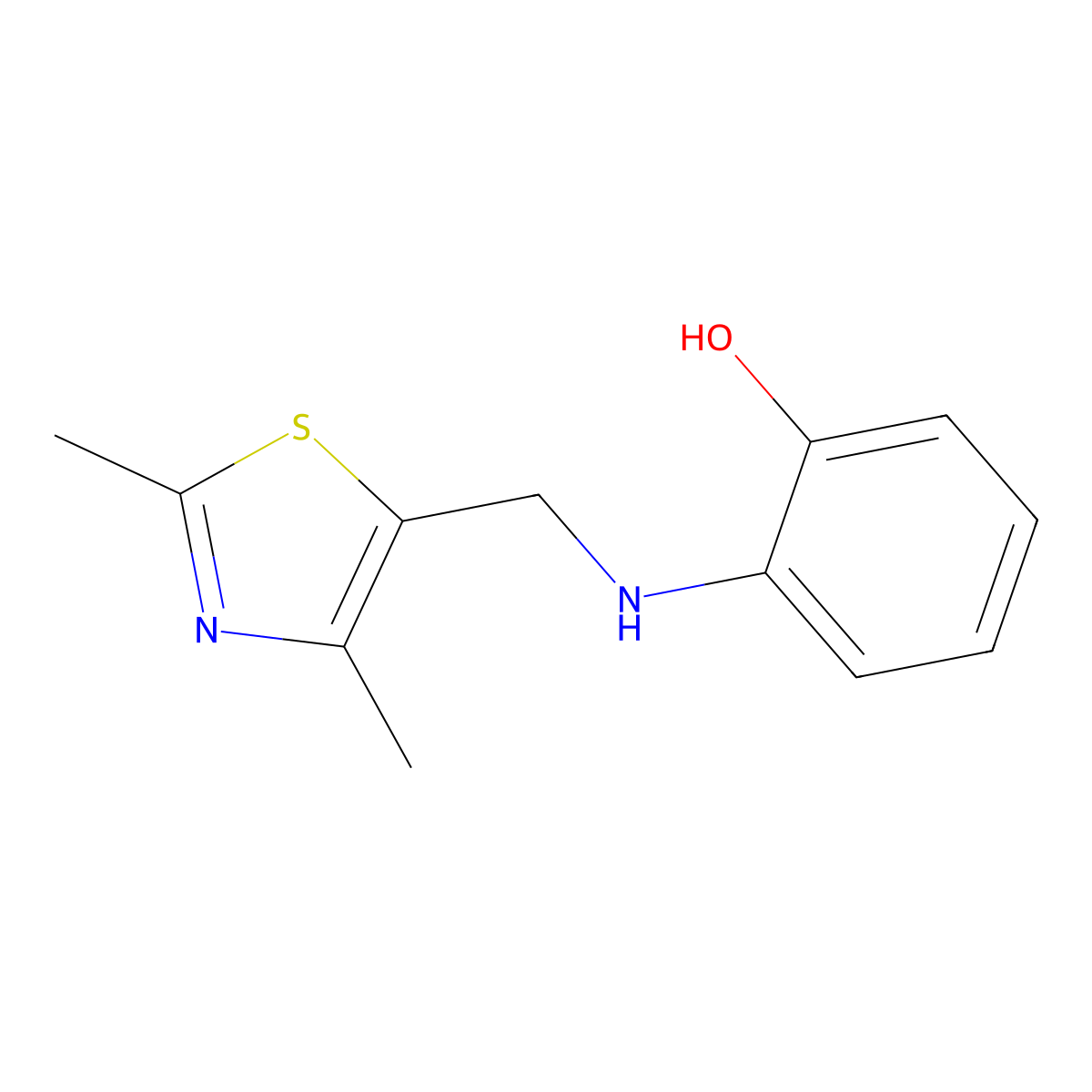 2-{[(2,4-Dimethyl-1,3-thiazol-5-yl)methyl]amino}phenol molecular structure, CAS 2742024-67-3
