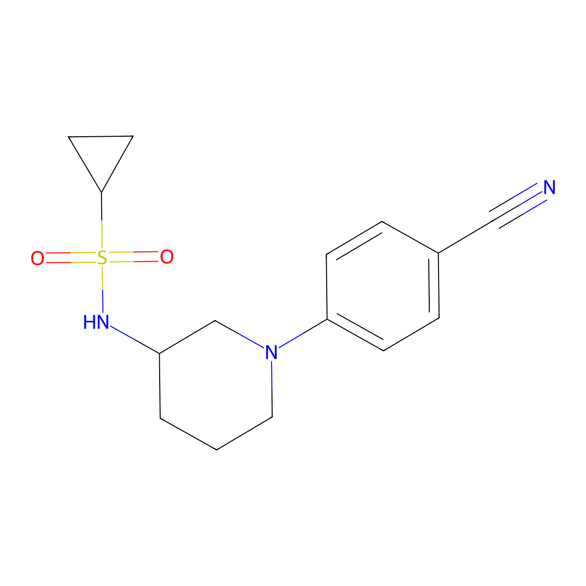 N-[1-(4-cyanophenyl)piperidin-3-yl]cyclopropanesulfonamide molecular structure, CAS 2742024-70-8