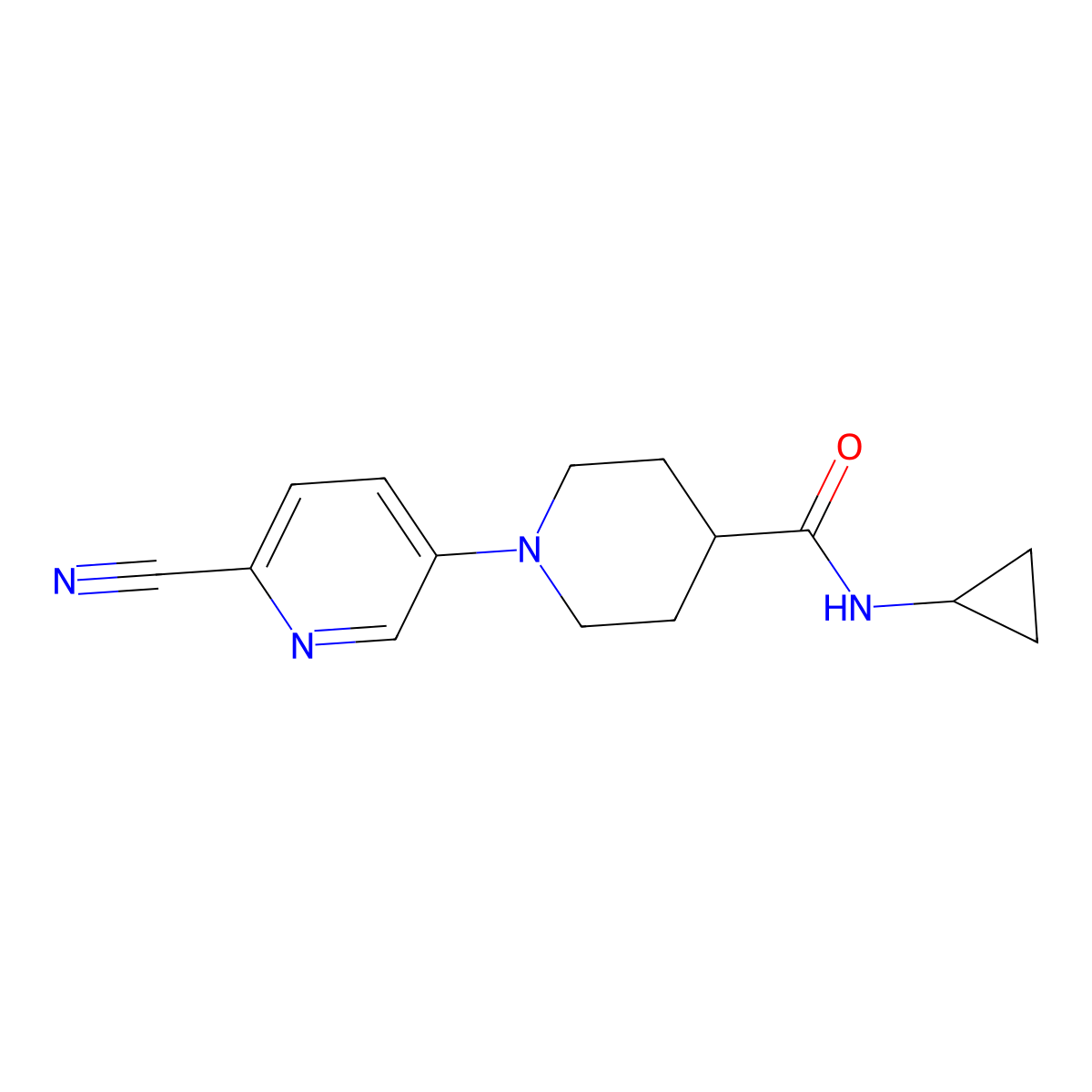 1-(6-cyanopyridin-3-yl)-N-cyclopropylpiperidine-4-carboxamide molecular structure, CAS 2742024-74-2