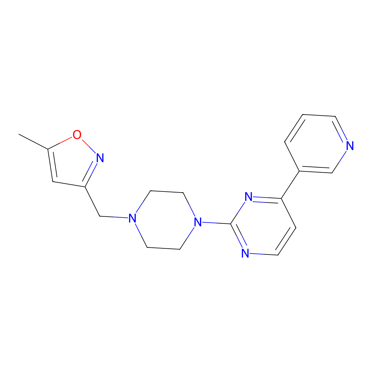 2-{4-[(5-Methyl-1,2-oxazol-3-yl)methyl]piperazin-1-yl}-4-(pyridin-3-yl)pyrimidine molecular structure, CAS 2742024-79-7