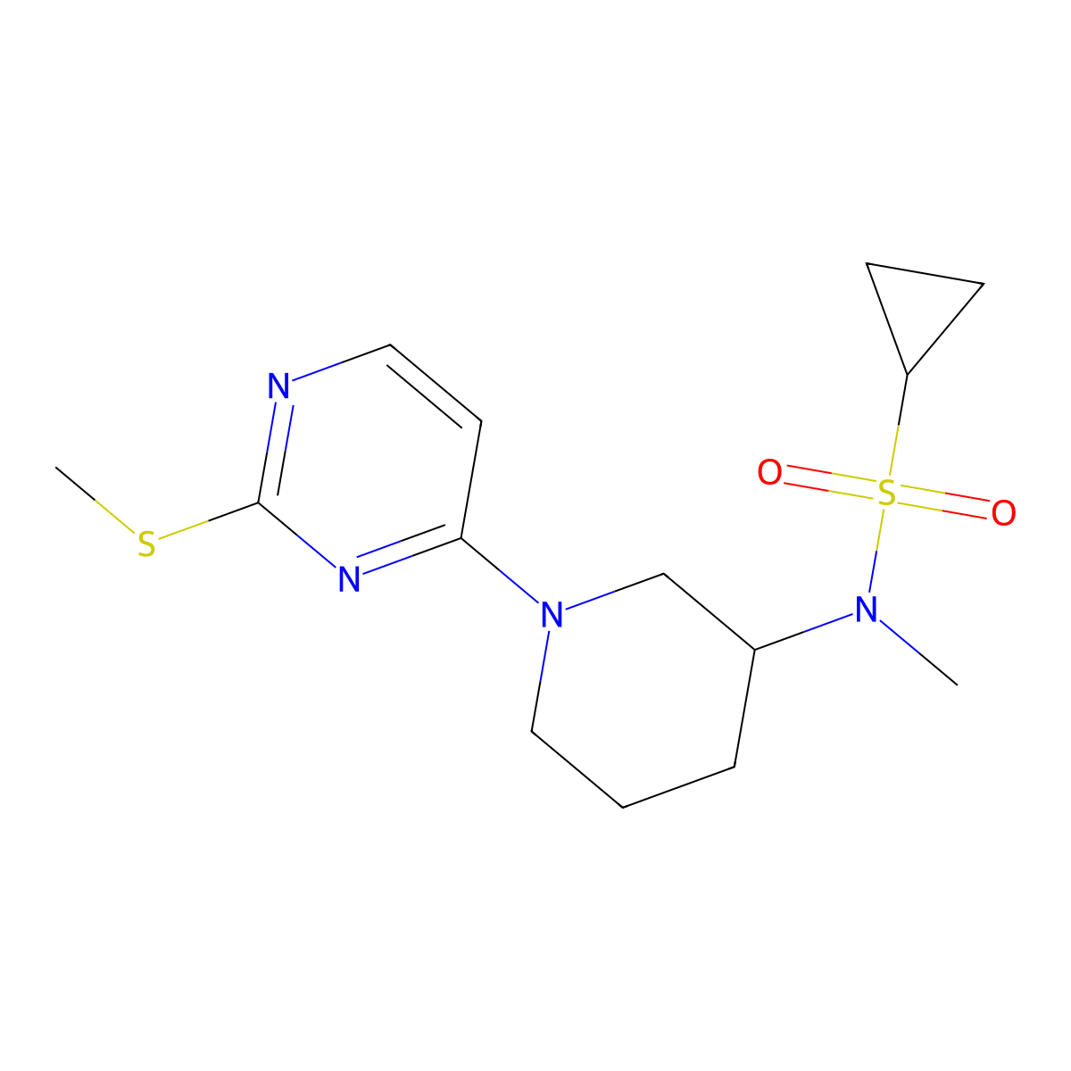 N-methyl-N-{1-[2-(methylsulfanyl)pyrimidin-4-yl]piperidin-3-yl}cyclopropanesulfonamide molecular structure, CAS 2742024-80-0