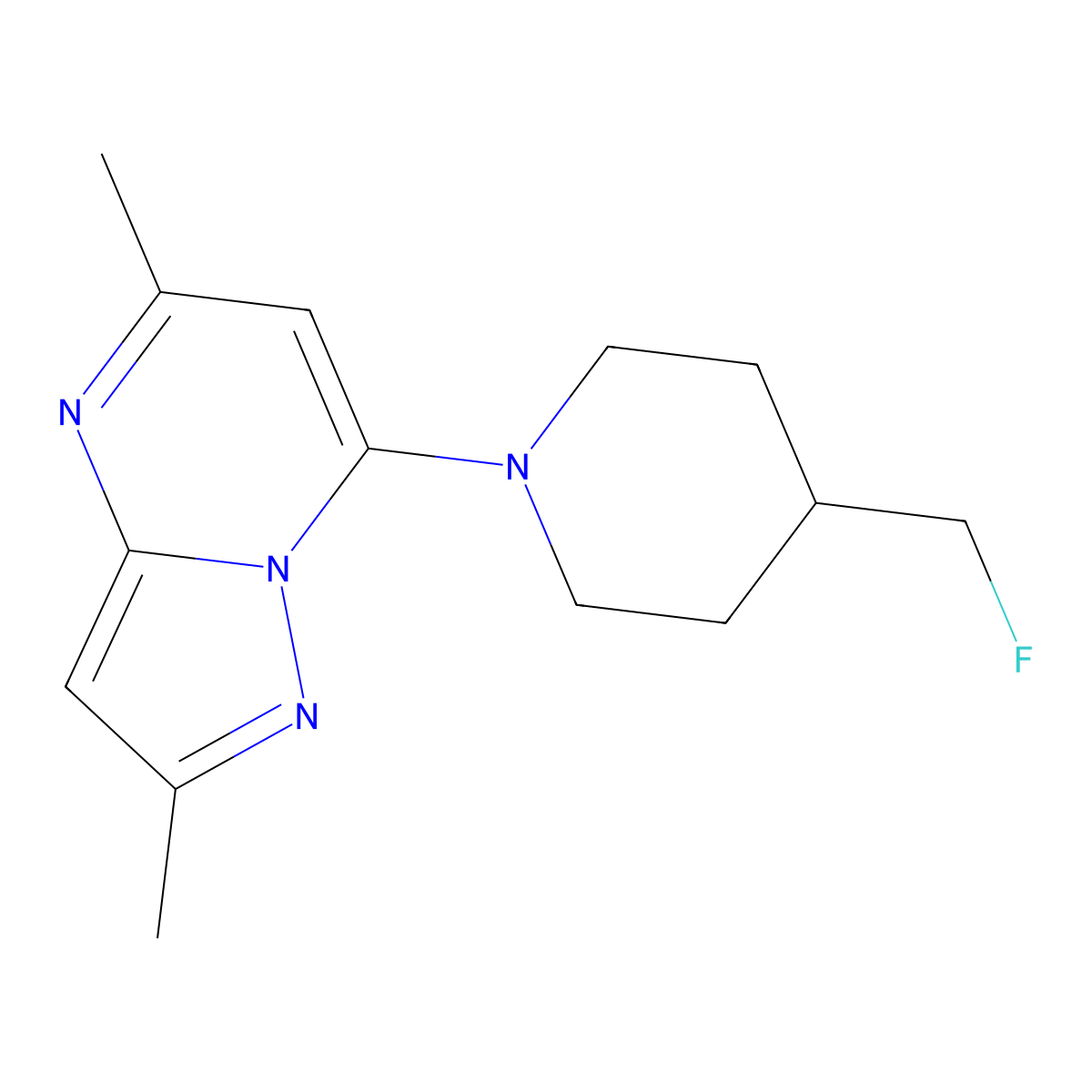 1-{2,5-Dimethylpyrazolo[1,5-a]pyrimidin-7-yl}-4-(fluoromethyl)piperidine molecular structure, CAS 2742024-81-1