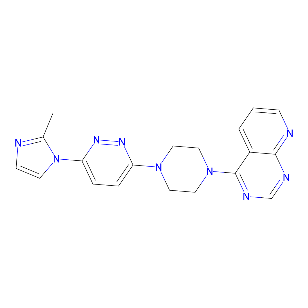 3-(2-methyl-1H-imidazol-1-yl)-6-(4-{pyrido[2,3-d]pyrimidin-4-yl}piperazin-1-yl)pyridazine molecular structure, CAS 2742024-86-6