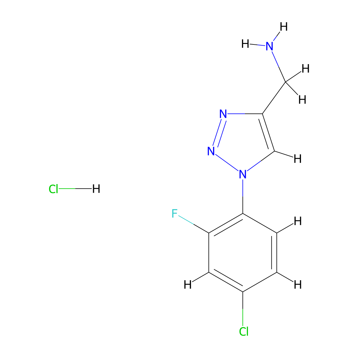 [1-(4-chloro-2-fluorophenyl)-1H-1,2,3-triazol-4-yl]methanamine hydrochloride molecular structure, CAS 2742024-88-8