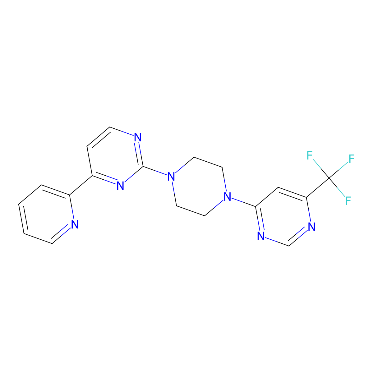4-(Pyridin-2-yl)-2-{4-[6-(trifluoromethyl)pyrimidin-4-yl]piperazin-1-yl}pyrimidine molecular structure, CAS 2742024-94-6