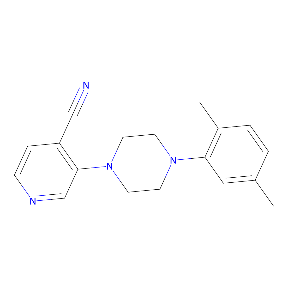 3-[4-(2,5-Dimethylphenyl)piperazin-1-yl]pyridine-4-carbonitrile molecular structure, CAS 2742024-95-7