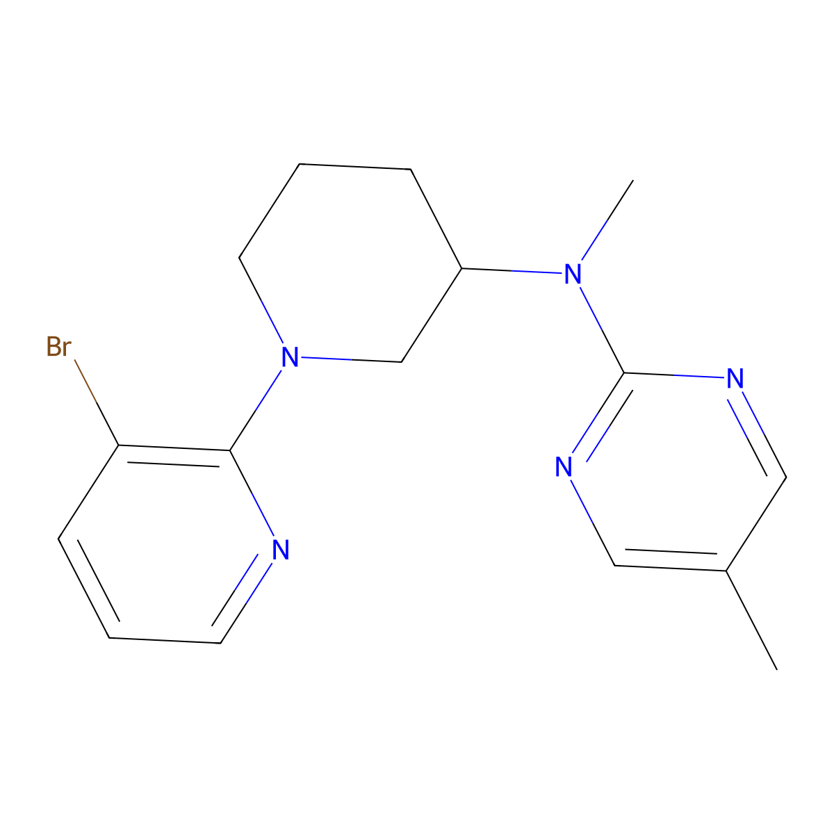N-[1-(3-bromopyridin-2-yl)piperidin-3-yl]-N,5-dimethylpyrimidin-2-amine molecular structure, CAS 2742024-98-0