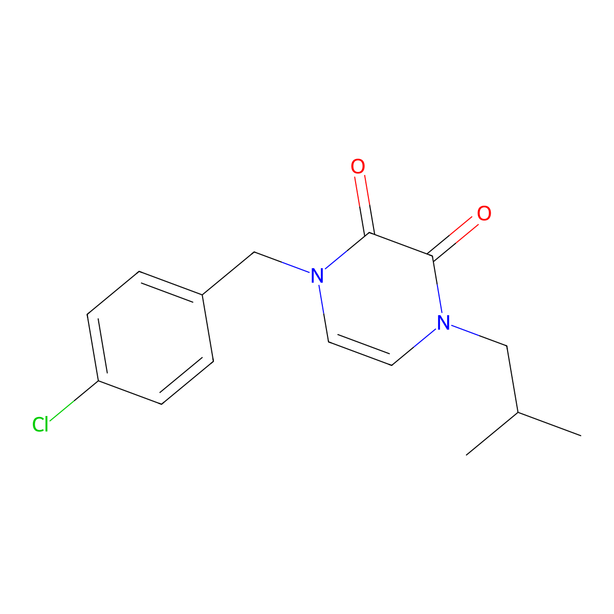 1-[(4-Chlorophenyl)methyl]-4-(2-methylpropyl)-1,2,3,4-tetrahydropyrazine-2,3-dione molecular structure, CAS 2742024-99-1