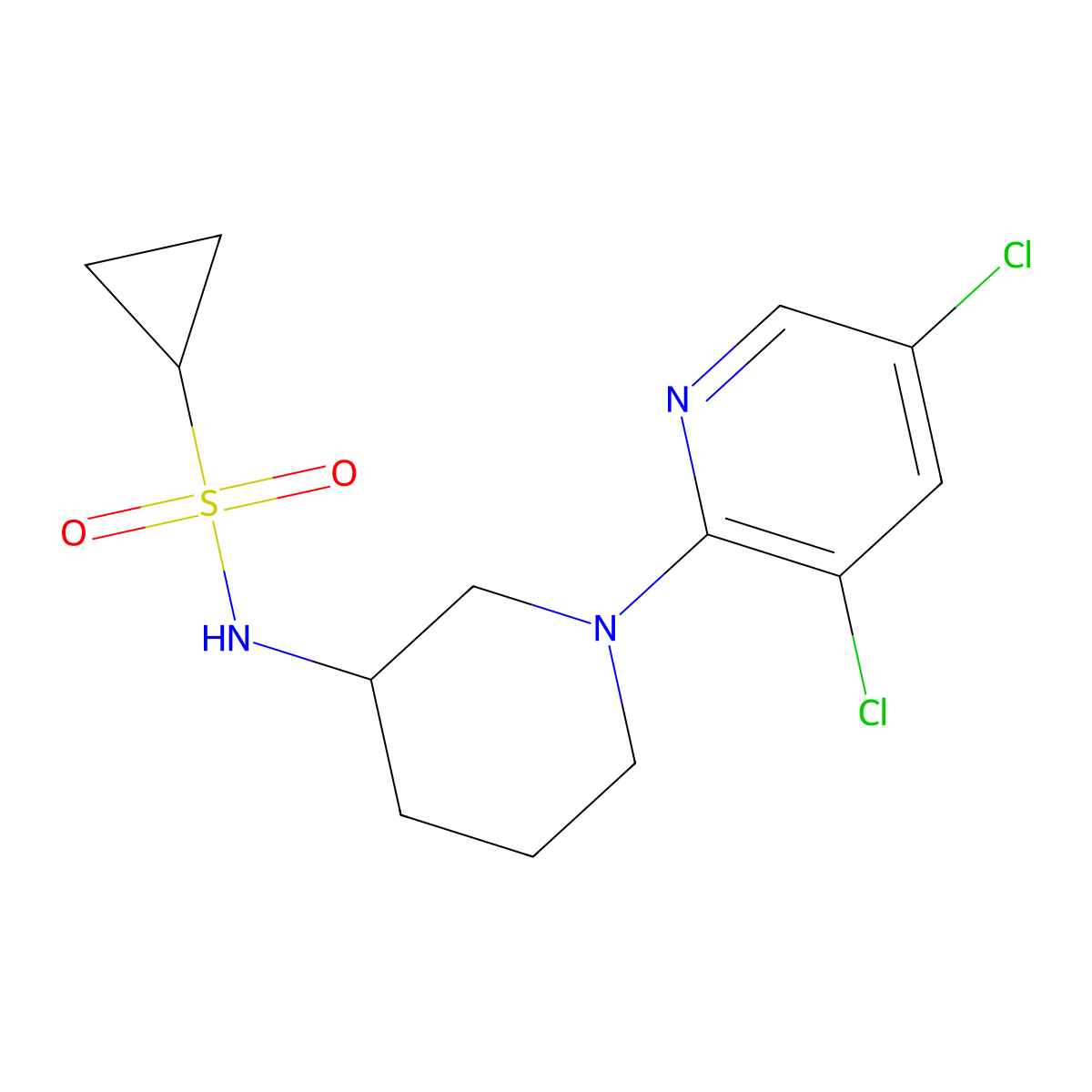 N-[1-(3,5-dichloropyridin-2-yl)piperidin-3-yl]cyclopropanesulfonamide molecular structure, CAS 2742025-03-0