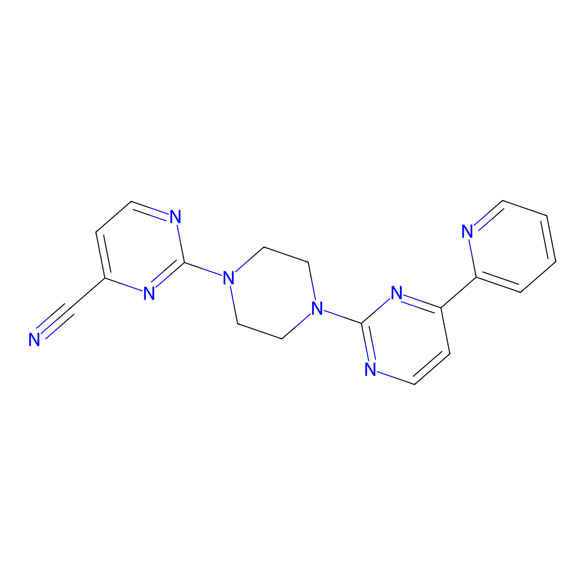 2-{4-[4-(Pyridin-2-yl)pyrimidin-2-yl]piperazin-1-yl}pyrimidine-4-carbonitrile molecular structure, CAS 2742025-04-1