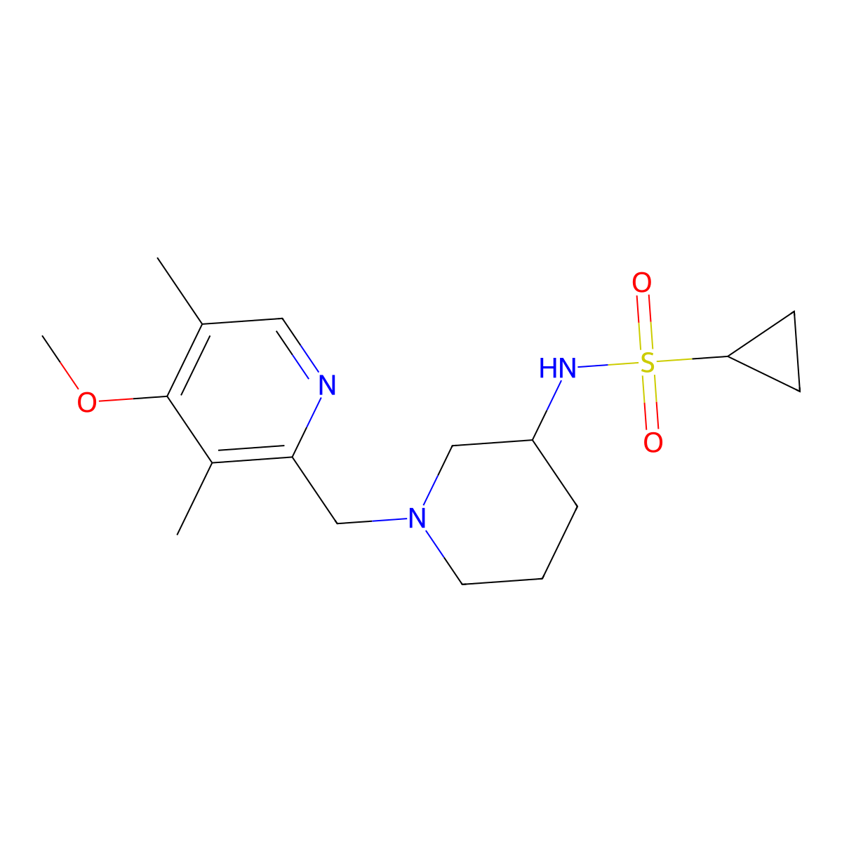 N-{1-[(4-methoxy-3,5-dimethylpyridin-2-yl)methyl]piperidin-3-yl}cyclopropanesulfonamide molecular structure, CAS 2742025-08-5