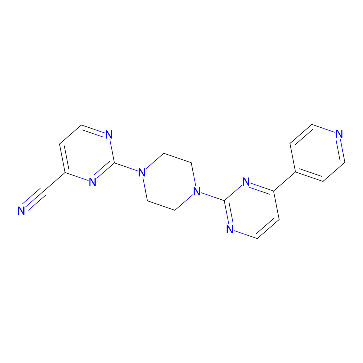 2-{4-[4-(Pyridin-4-yl)pyrimidin-2-yl]piperazin-1-yl}pyrimidine-4-carbonitrile molecular structure, CAS 2742025-09-6
