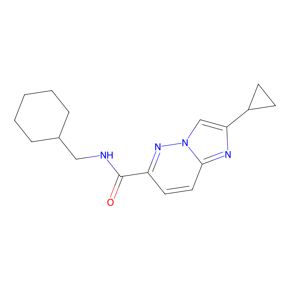 N-(cyclohexylmethyl)-2-cyclopropylimidazo[1,2-b]pyridazine-6-carboxamide molecular structure, CAS 2742025-10-9