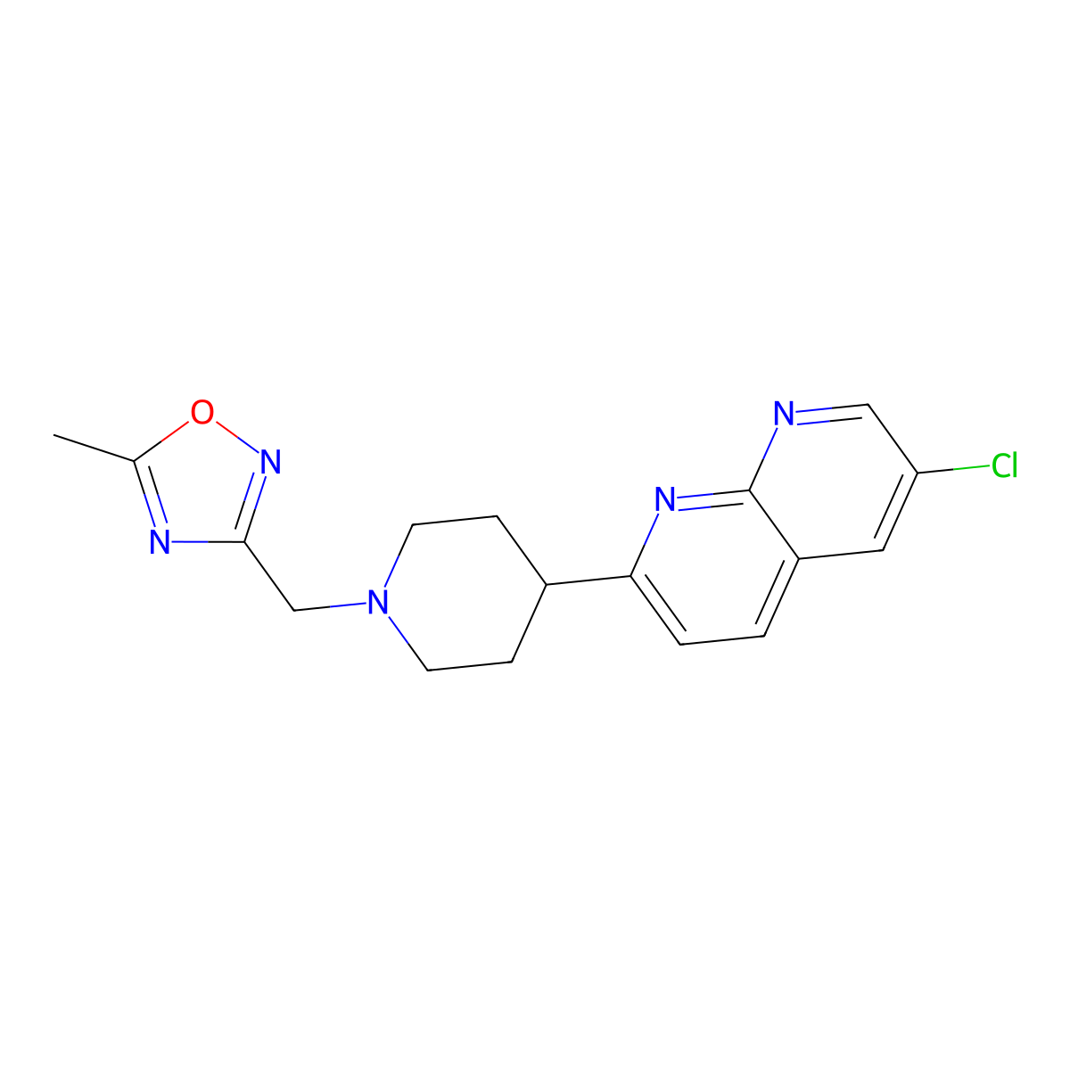 6-Chloro-2-{1-[(5-methyl-1,2,4-oxadiazol-3-yl)methyl]piperidin-4-yl}-1,8-naphthyridine molecular structure, CAS 2742025-12-1