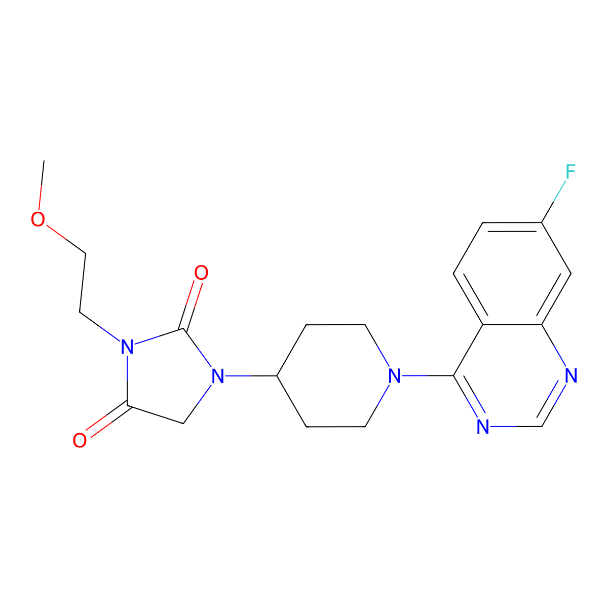 1-[1-(7-Fluoroquinazolin-4-yl)piperidin-4-yl]-3-(2-methoxyethyl)imidazolidine-2,4-dione molecular structure, CAS 2742025-15-4