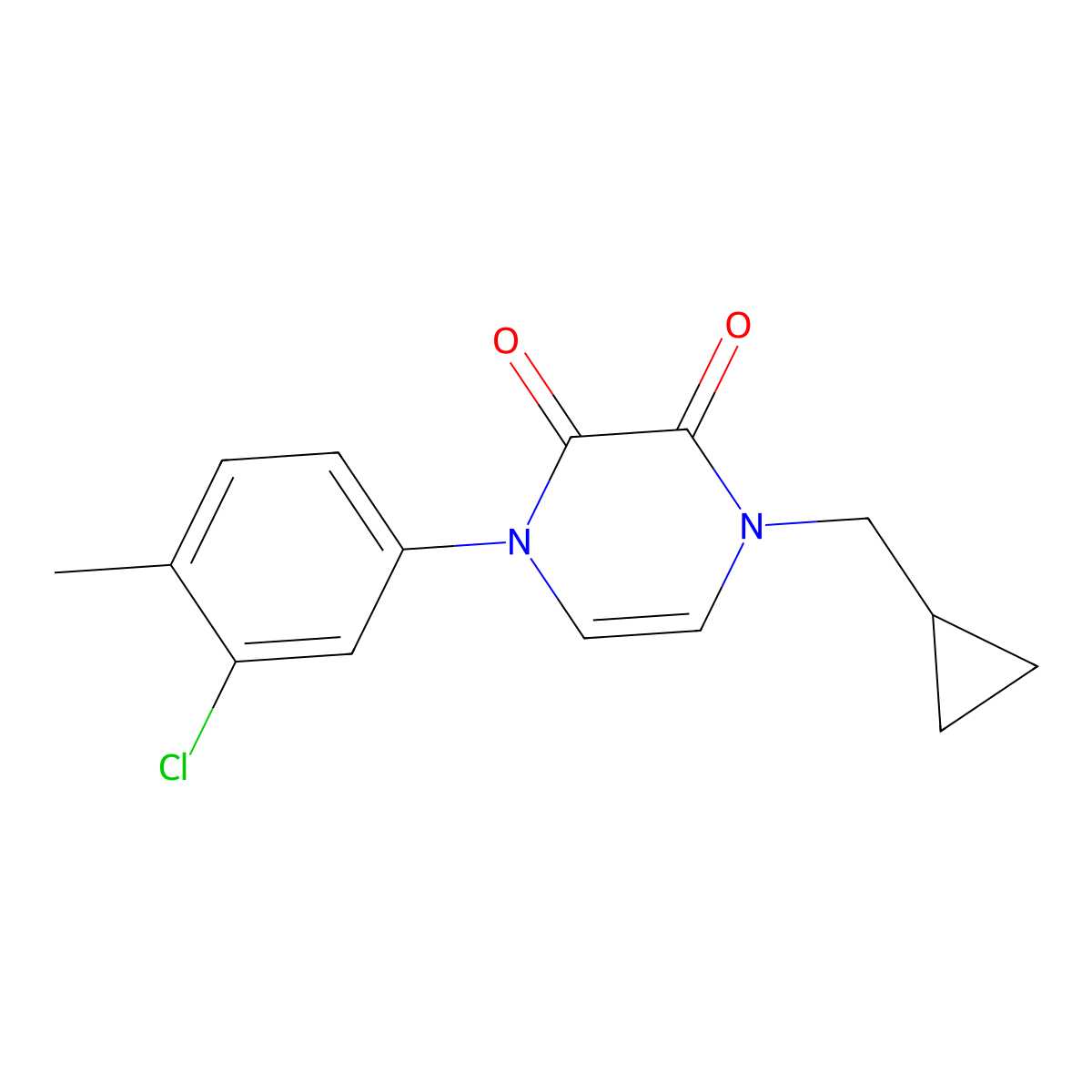1-(3-Chloro-4-methylphenyl)-4-(cyclopropylmethyl)-1,2,3,4-tetrahydropyrazine-2,3-dione molecular structure, CAS 2742025-18-7
