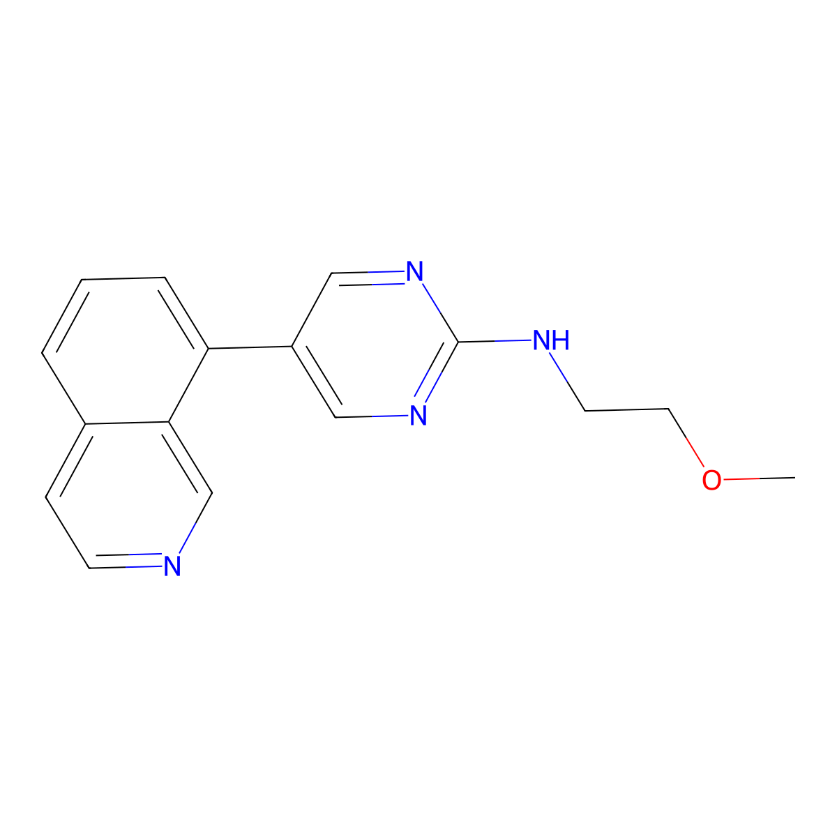 5-(isoquinolin-8-yl)-N-(2-methoxyethyl)pyrimidin-2-amine molecular structure, CAS 2742025-19-8