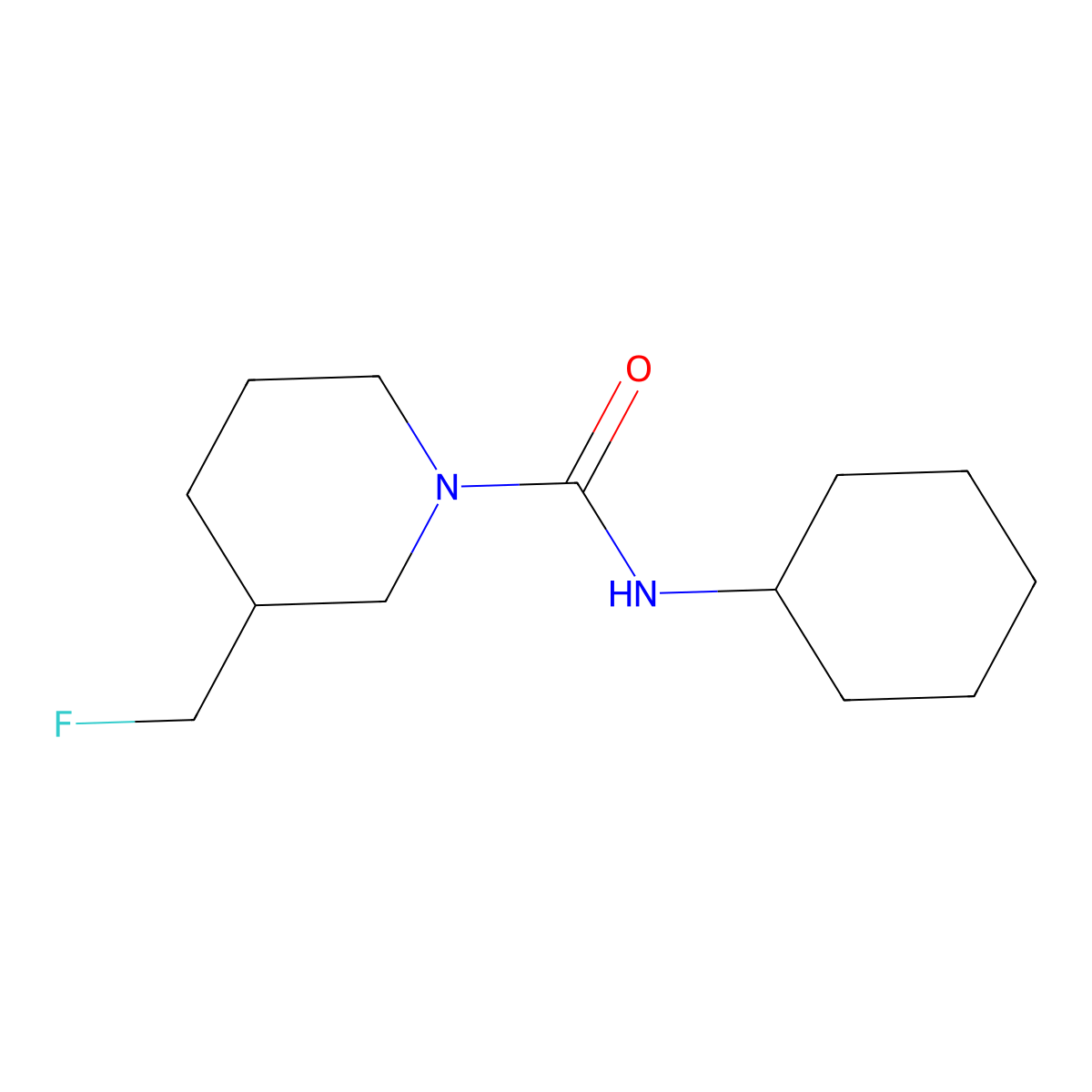 N-cyclohexyl-3-(fluoromethyl)piperidine-1-carboxamide molecular structure, CAS 2742025-33-6