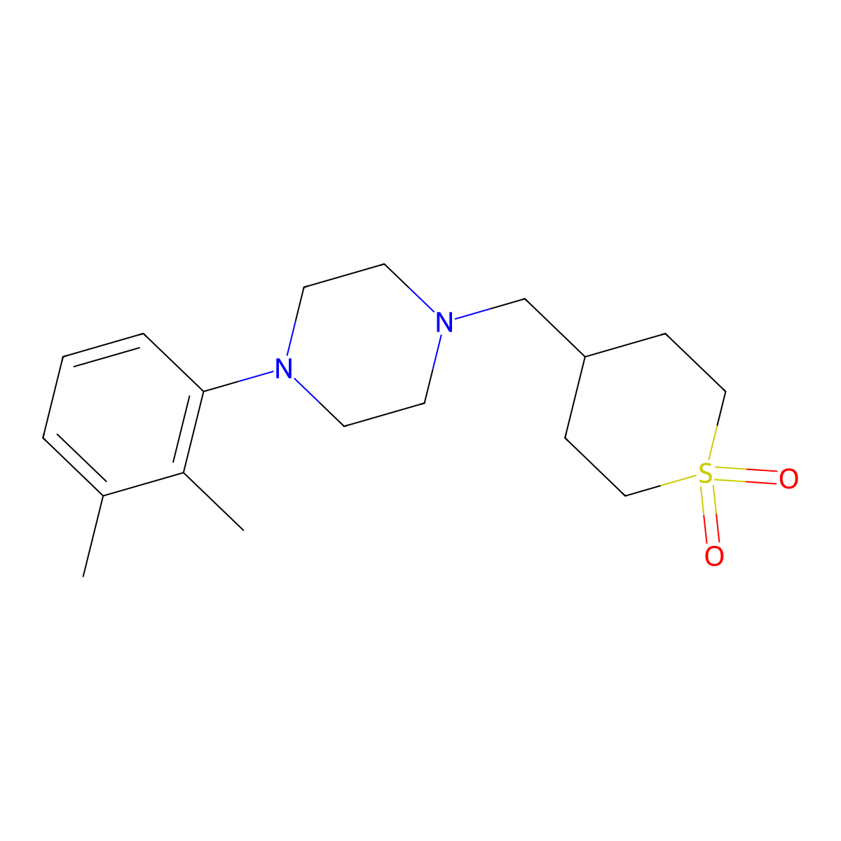 4-{[4-(2,3-Dimethylphenyl)piperazin-1-yl]methyl}-1lambda6-thiane-1,1-dione molecular structure, CAS 2742025-34-7