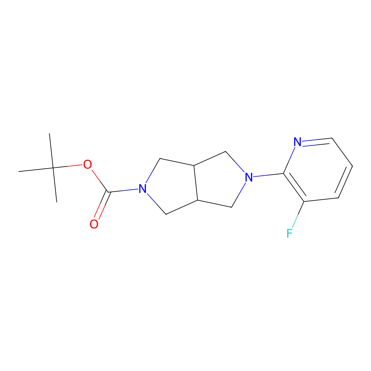Tert-butyl 5-(3-fluoropyridin-2-yl)-octahydropyrrolo[3,4-c]pyrrole-2-carboxylate molecular structure, CAS 2742025-35-8