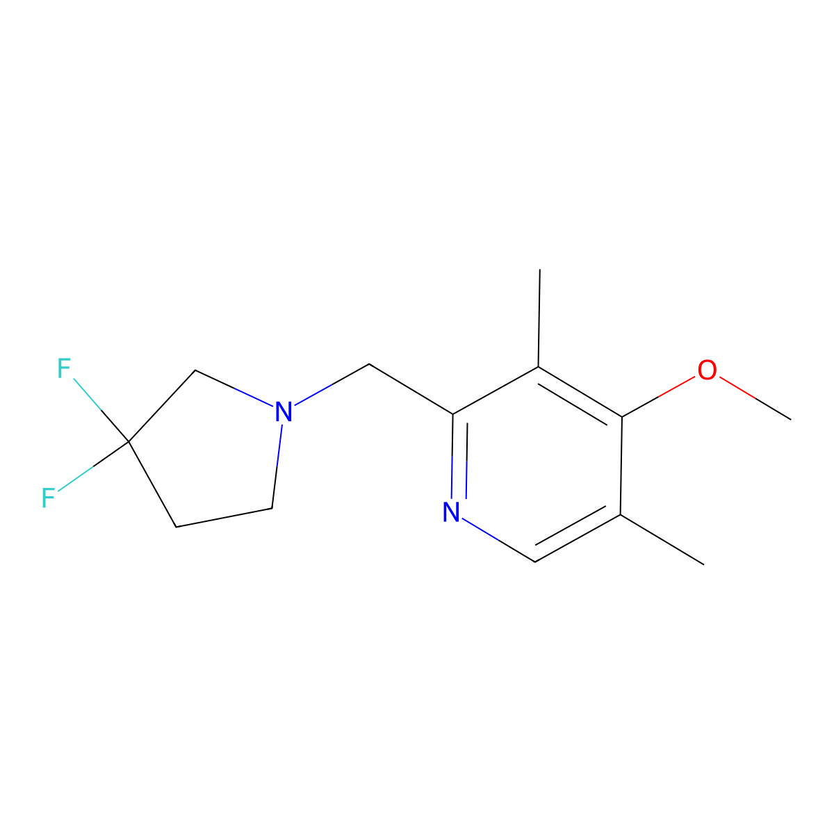 2-[(3,3-Difluoropyrrolidin-1-yl)methyl]-4-methoxy-3,5-dimethylpyridine molecular structure, CAS 2742025-41-6