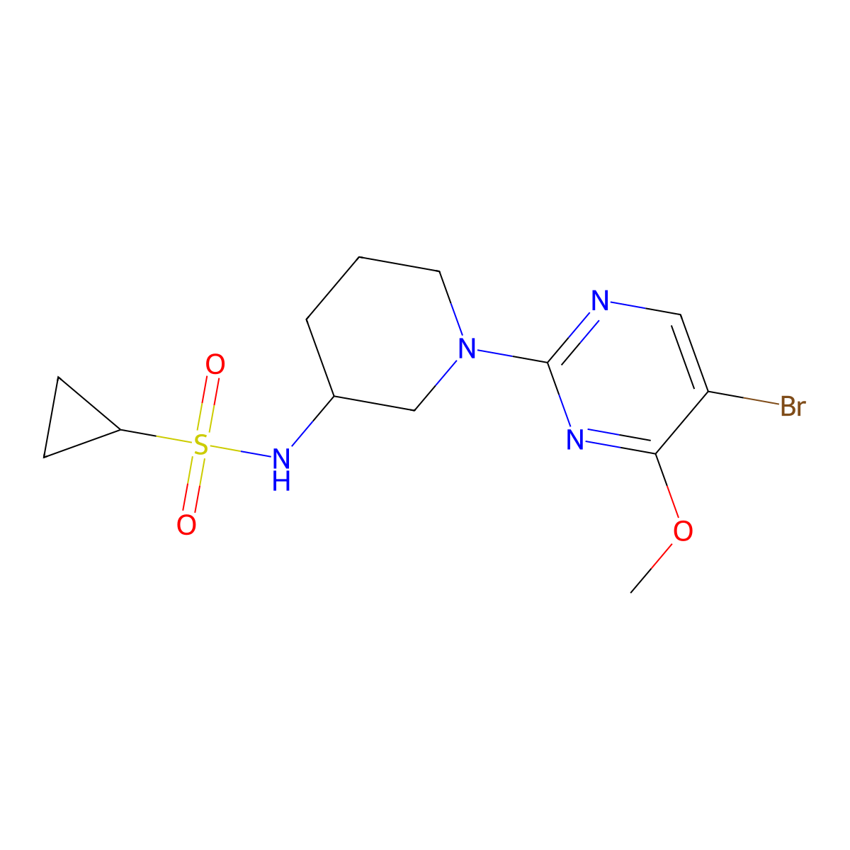N-[1-(5-bromo-4-methoxypyrimidin-2-yl)piperidin-3-yl]cyclopropanesulfonamide molecular structure, CAS 2742025-44-9