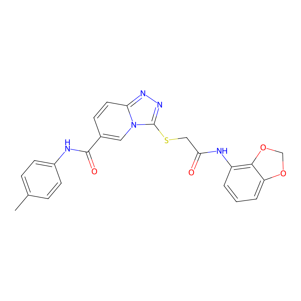 3-({[(2H-1,3-benzodioxol-4-yl)carbamoyl]methyl}sulfanyl)-N-(4-methylphenyl)-[1,2,4]triazolo[4,3-a]pyridine-6-carboxamide molecular structure, CAS 2742025-45-0