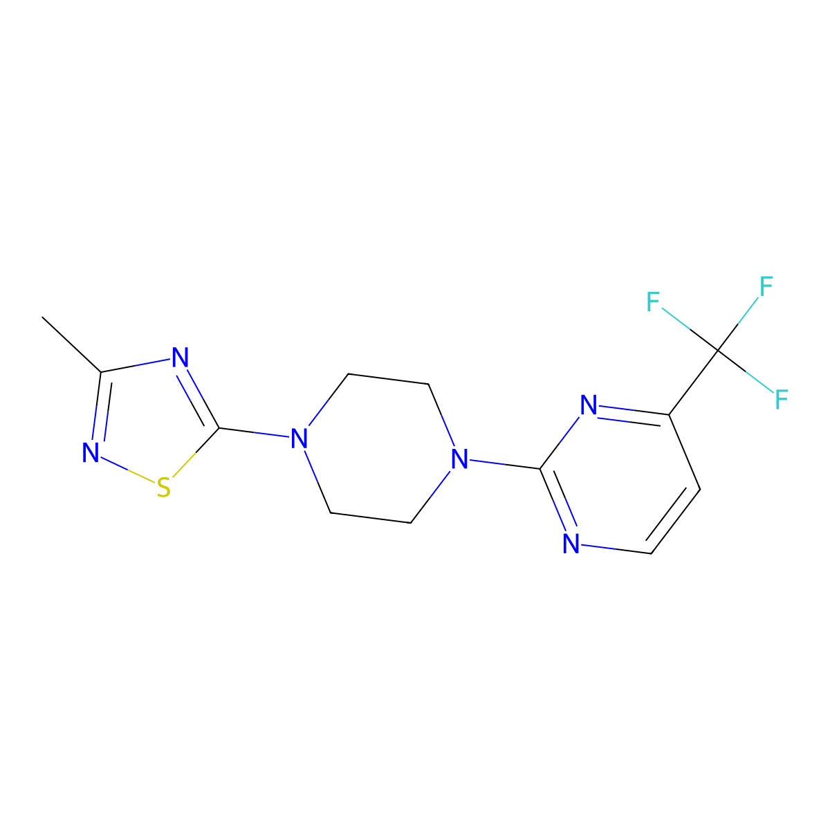 2-[4-(3-Methyl-1,2,4-thiadiazol-5-yl)piperazin-1-yl]-4-(trifluoromethyl)pyrimidine molecular structure, CAS 2742025-47-2