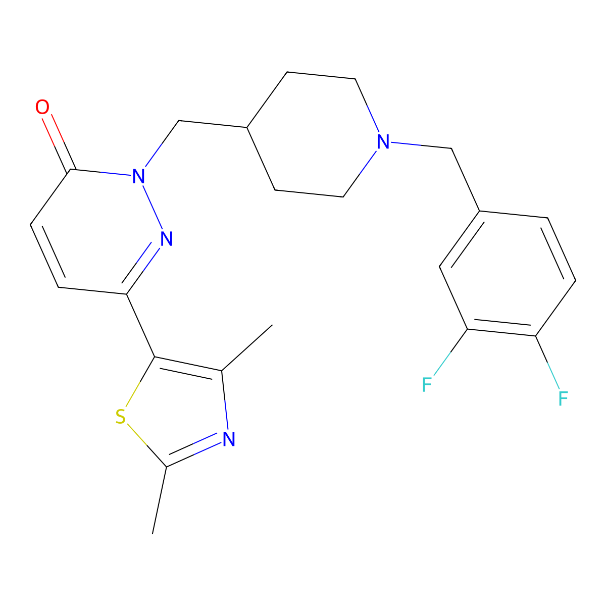 2-({1-[(3,4-Difluorophenyl)methyl]piperidin-4-yl}methyl)-6-(2,4-dimethyl-1,3-thiazol-5-yl)-2,3-dihydropyridazin-3-one molecular structure, CAS 2742025-48-3