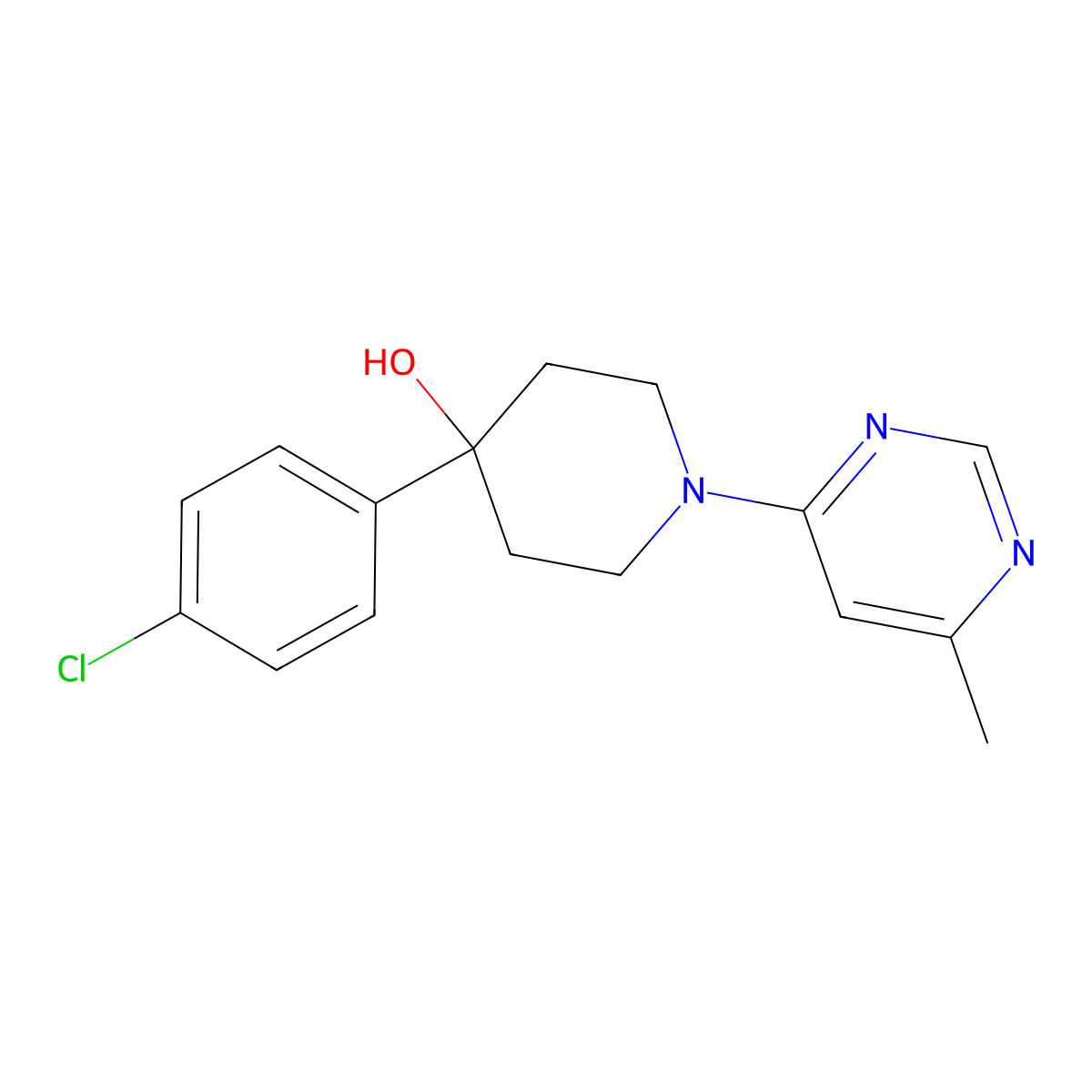 4-(4-Chlorophenyl)-1-(6-methylpyrimidin-4-yl)piperidin-4-ol molecular structure, CAS 2742025-52-9