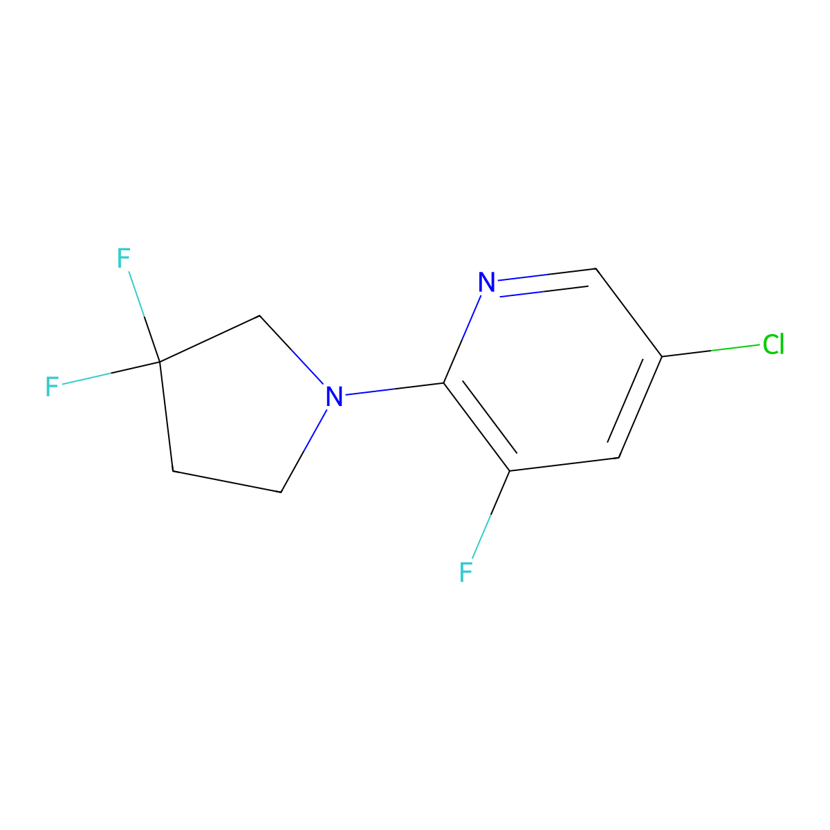 5-Chloro-2-(3,3-difluoropyrrolidin-1-yl)-3-fluoropyridine molecular structure, CAS 2742025-56-3