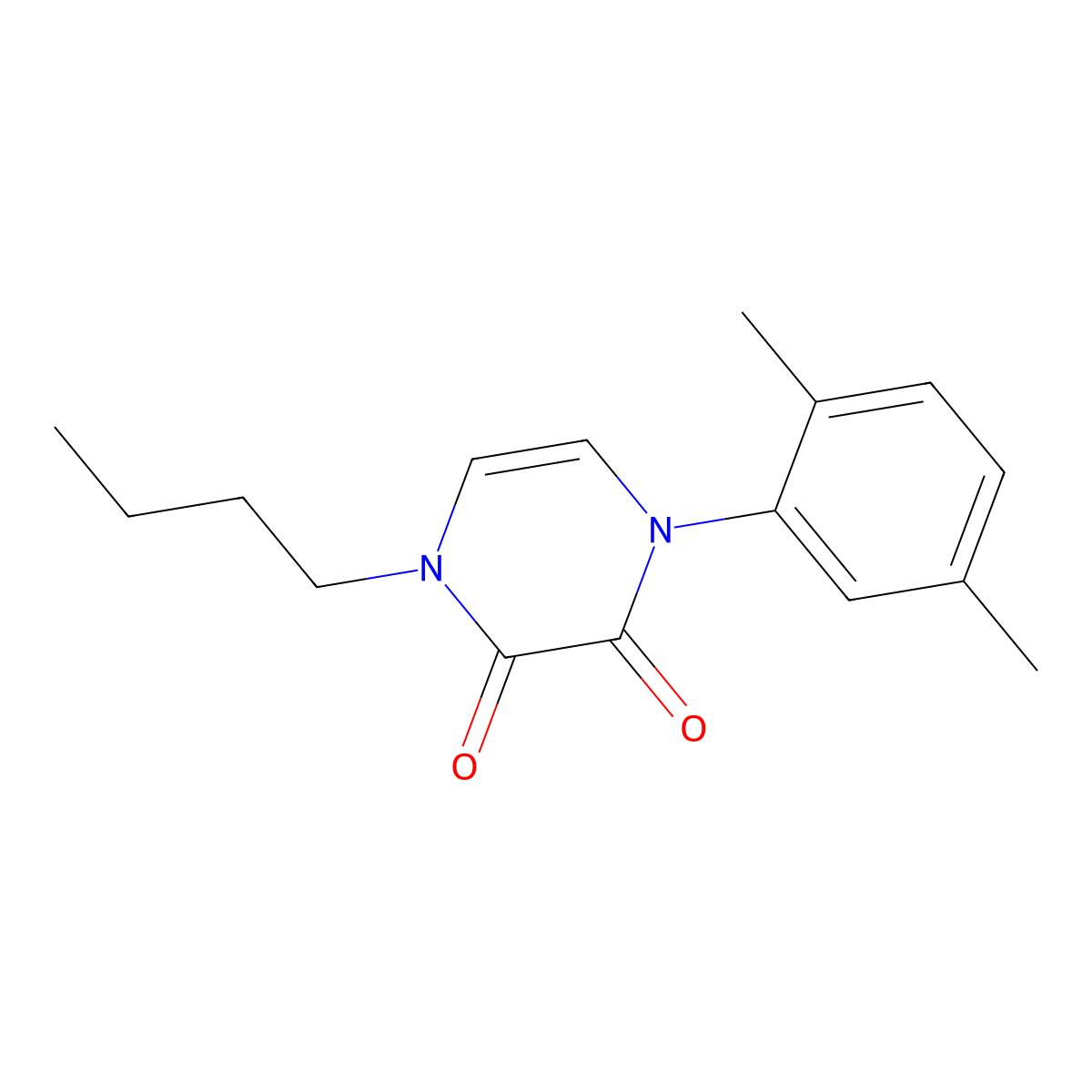 1-Butyl-4-(2,5-dimethylphenyl)-1,2,3,4-tetrahydropyrazine-2,3-dione molecular structure, CAS 2742025-57-4