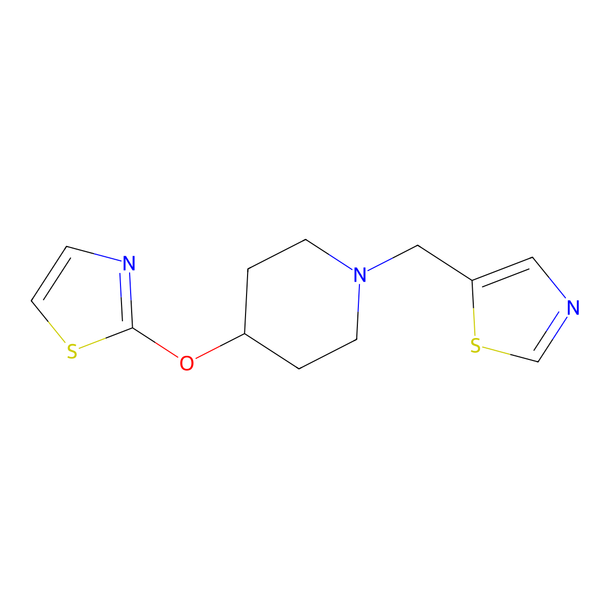 4-(1,3-Thiazol-2-yloxy)-1-[(1,3-thiazol-5-yl)methyl]piperidine molecular structure, CAS 2742025-59-6