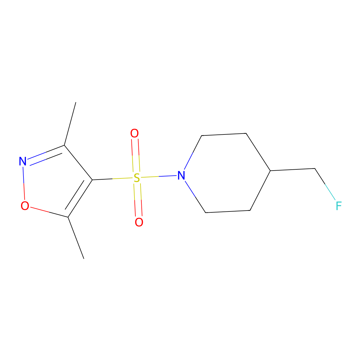 1-[(3,5-Dimethyl-1,2-oxazol-4-yl)sulfonyl]-4-(fluoromethyl)piperidine molecular structure, CAS 2742025-66-5