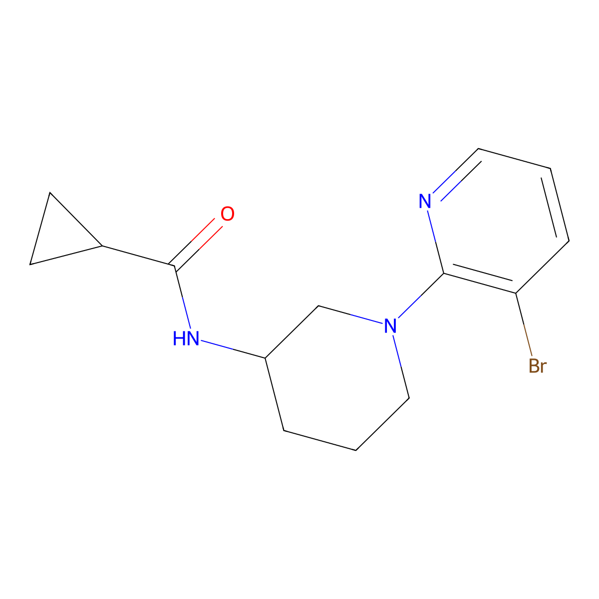 N-[1-(3-bromopyridin-2-yl)piperidin-3-yl]cyclopropanecarboxamide molecular structure, CAS 2742025-71-2