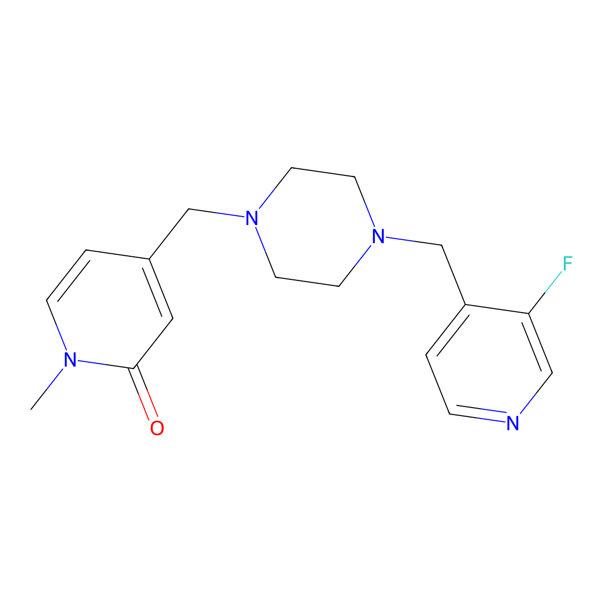 4-({4-[(3-Fluoropyridin-4-yl)methyl]piperazin-1-yl}methyl)-1-methyl-1,2-dihydropyridin-2-one molecular structure, CAS 2742025-75-6