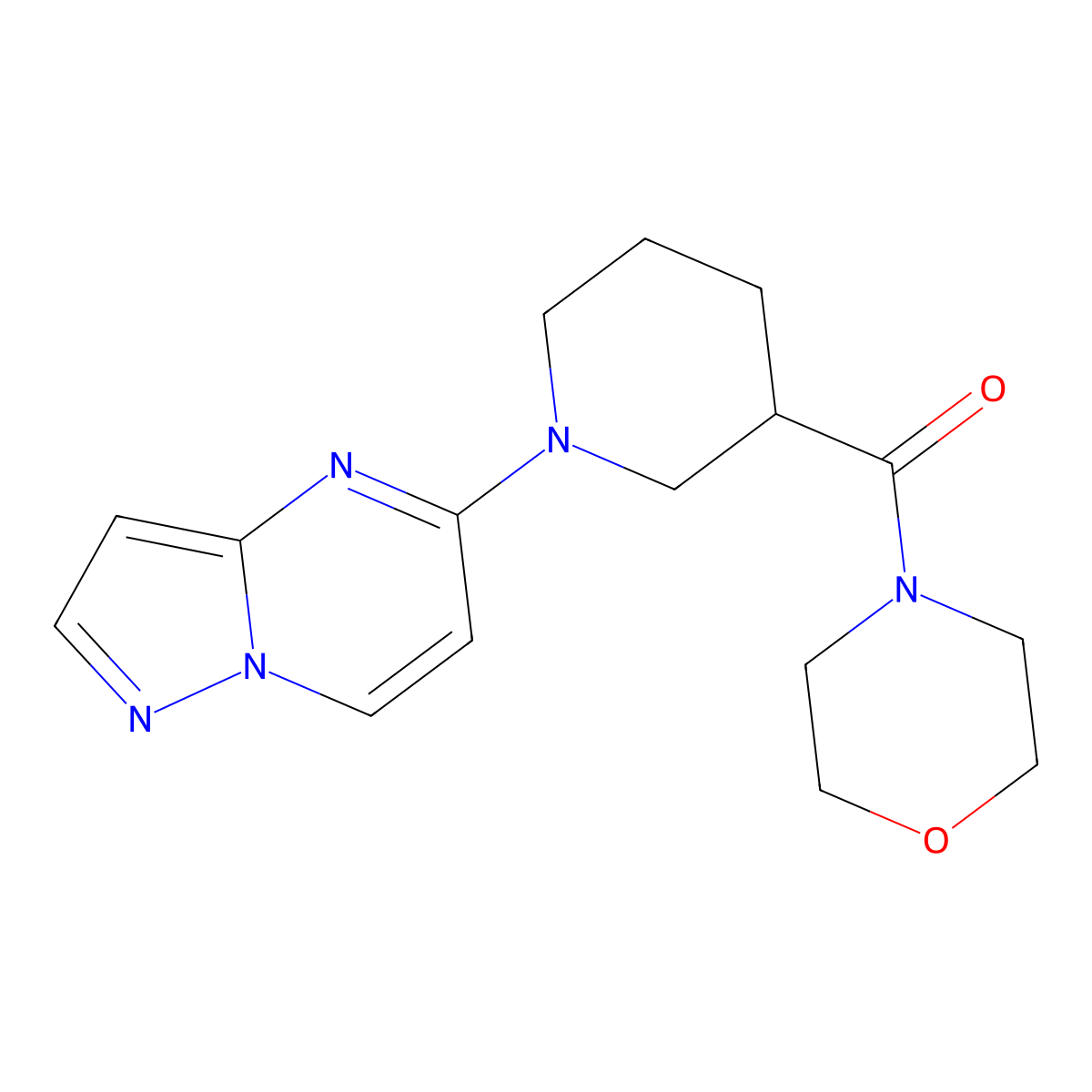 4-(1-{Pyrazolo[1,5-a]pyrimidin-5-yl}piperidine-3-carbonyl)morpholine molecular structure, CAS 2742025-77-8