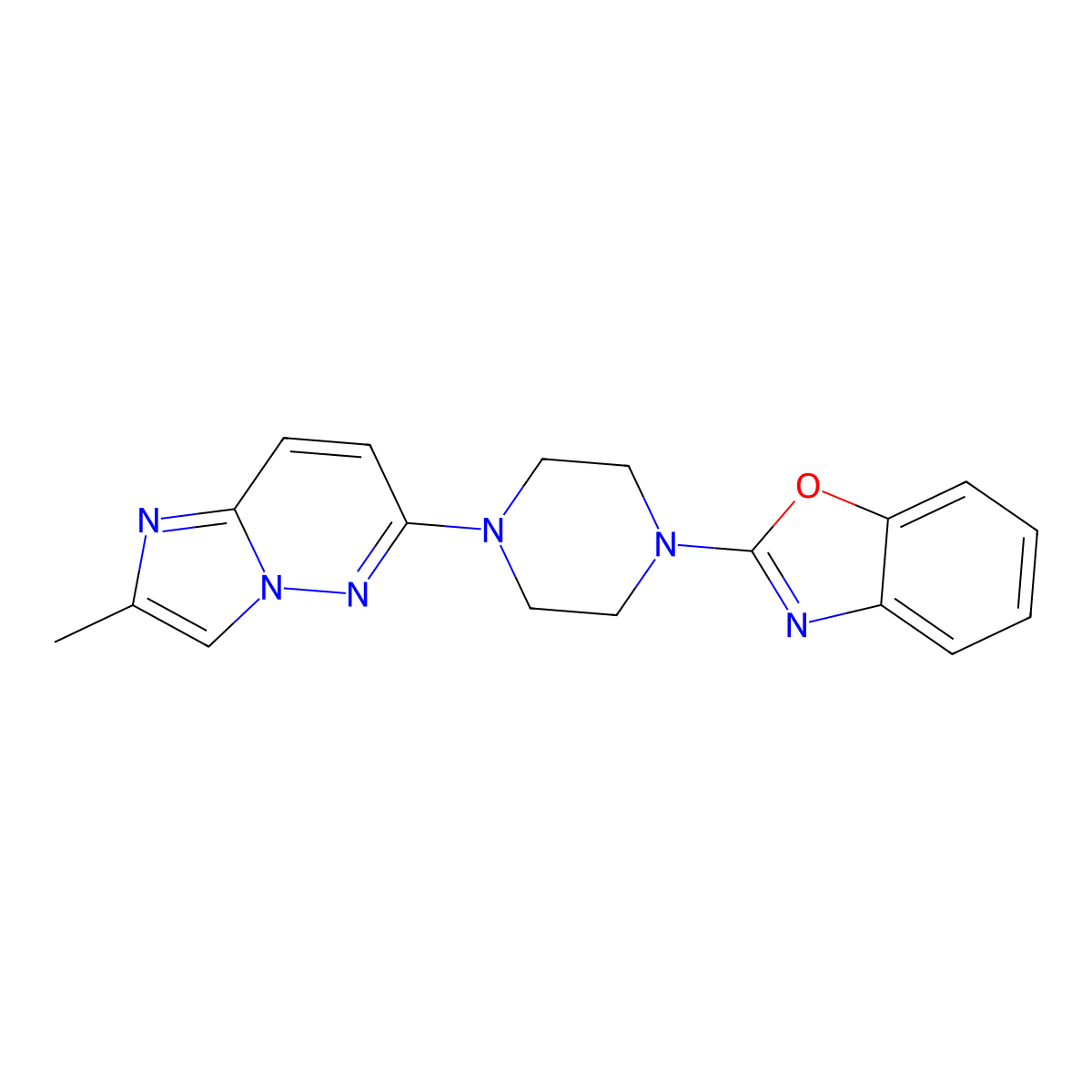2-(4-{2-Methylimidazo[1,2-b]pyridazin-6-yl}piperazin-1-yl)-1,3-benzoxazole molecular structure, CAS 2742025-83-6