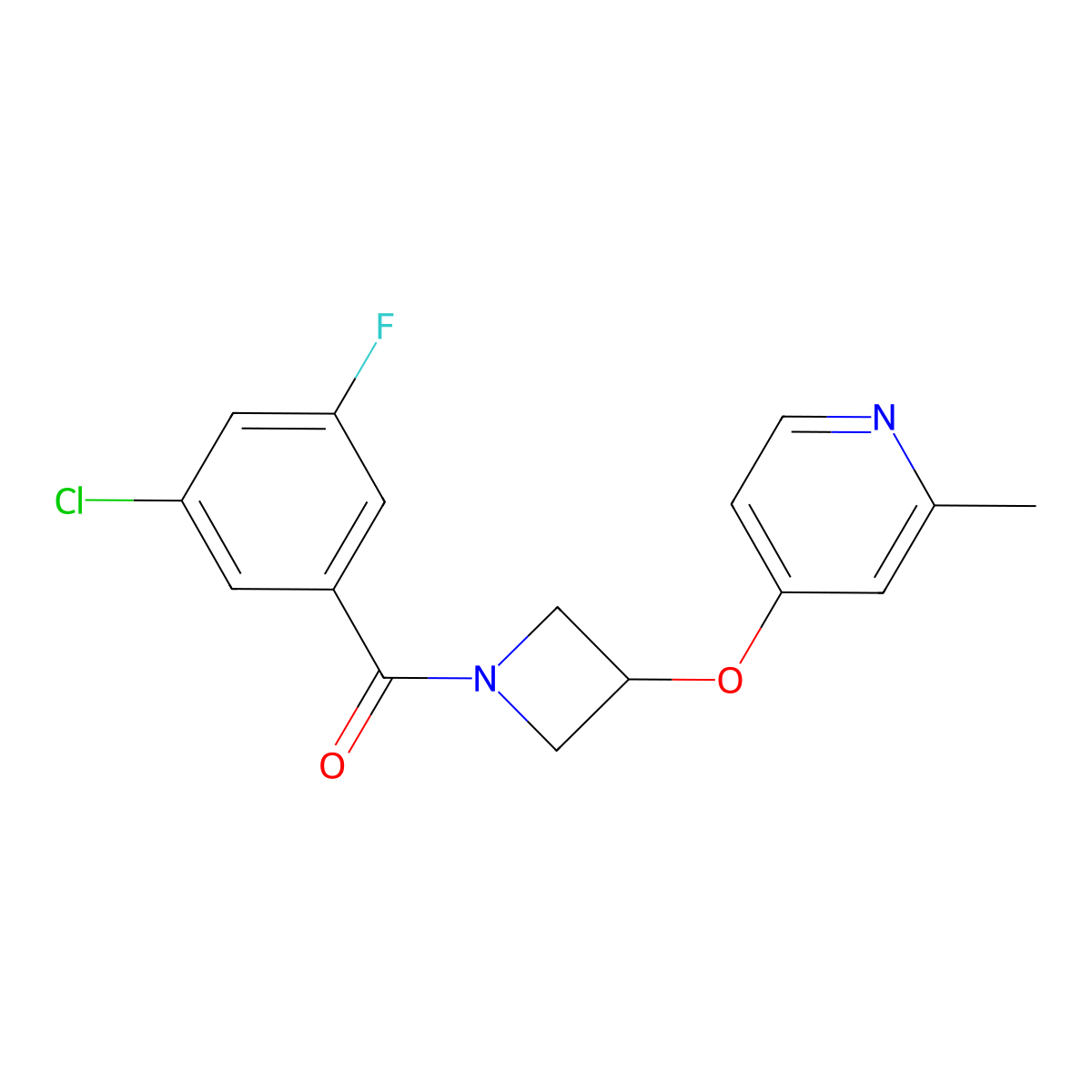 4-{[1-(3-Chloro-5-fluorobenzoyl)azetidin-3-yl]oxy}-2-methylpyridine molecular structure, CAS 2742025-84-7