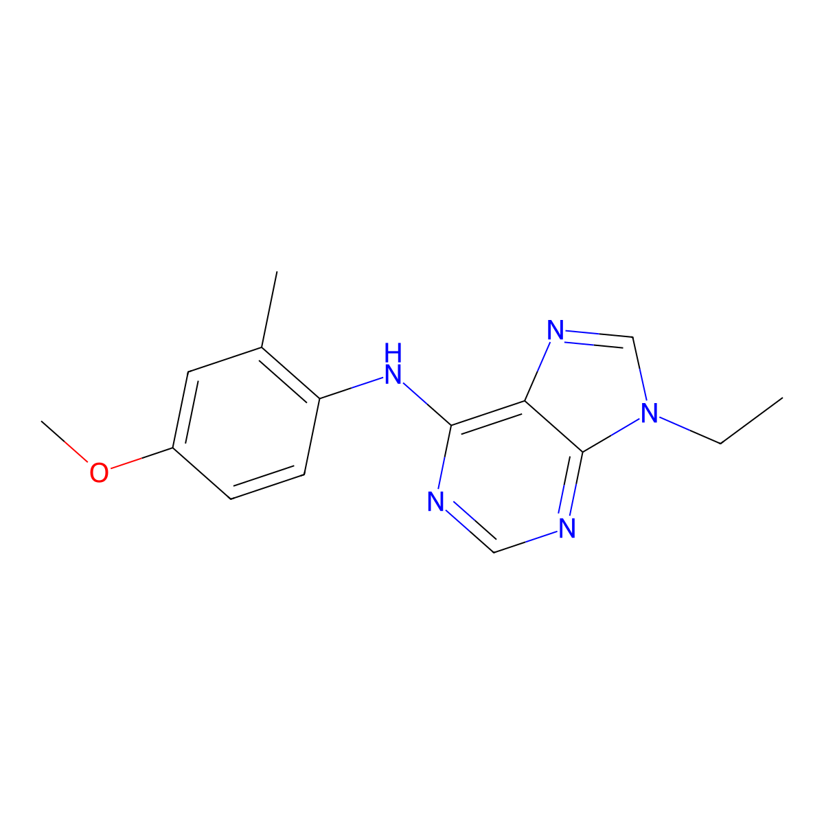 9-ethyl-N-(4-methoxy-2-methylphenyl)-9H-purin-6-amine molecular structure, CAS 2742025-88-1