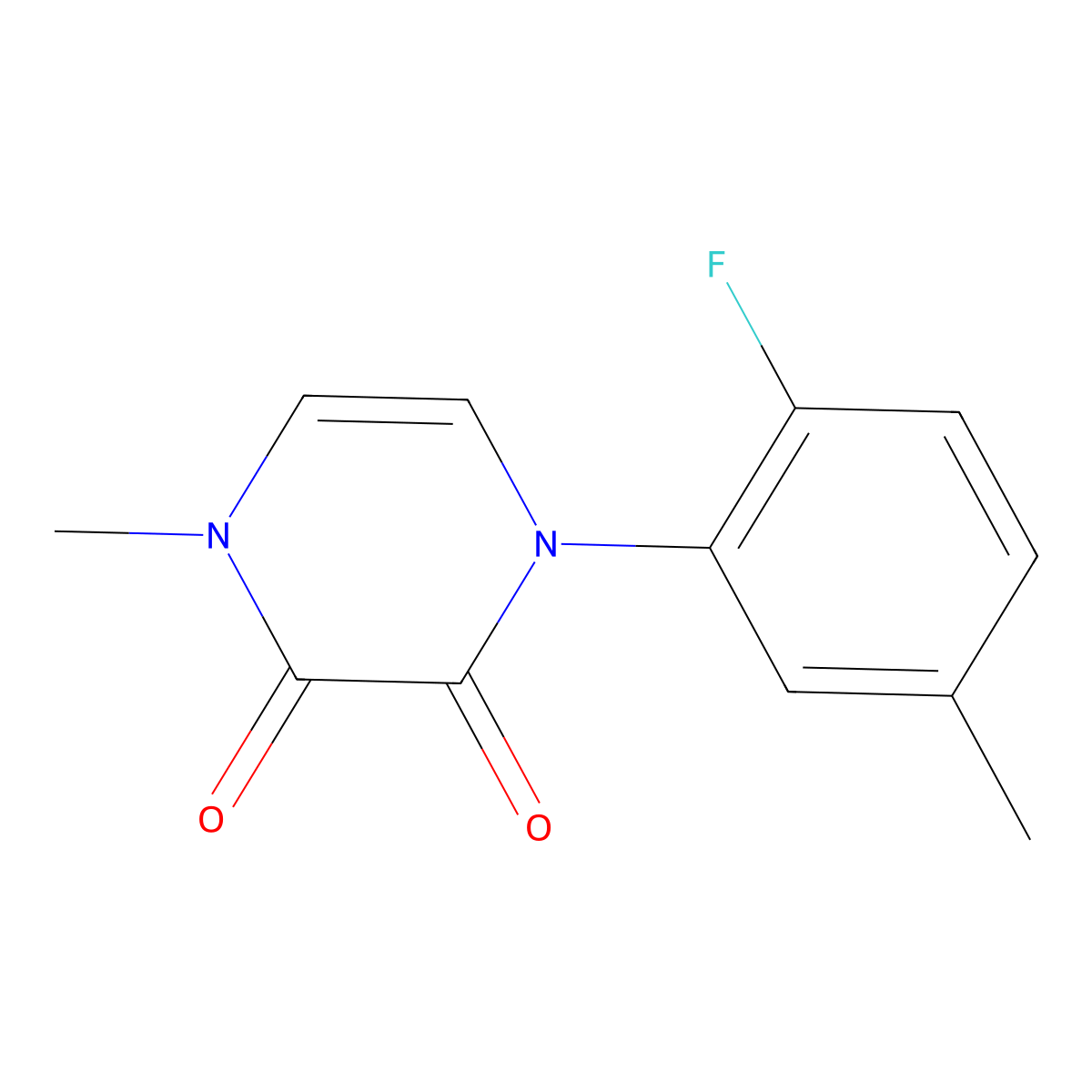 1-(2-Fluoro-5-methylphenyl)-4-methyl-1,2,3,4-tetrahydropyrazine-2,3-dione molecular structure, CAS 2742025-89-2